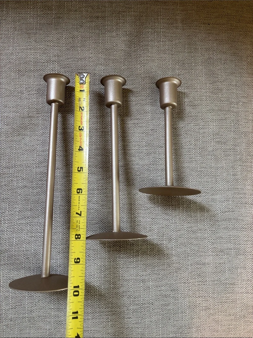 Gold Metal Taper Candle Holders - Set of 3